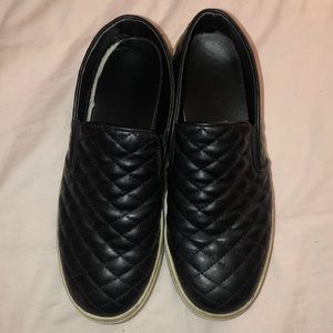 Women’s Black Pleather Slip Ons